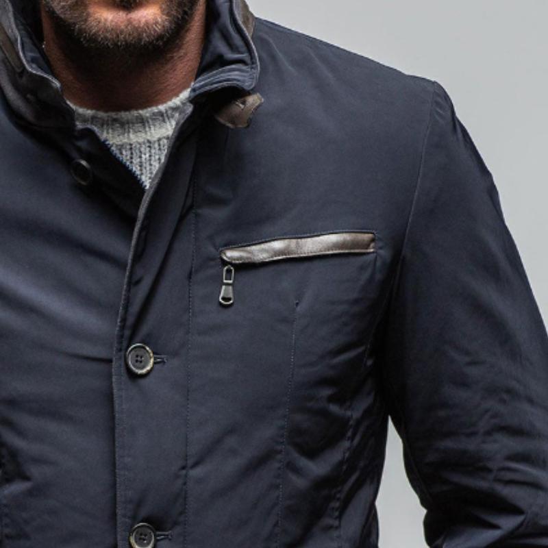 Men's Retro Casual Solid Color Patchwork Padded Zipper Jacket