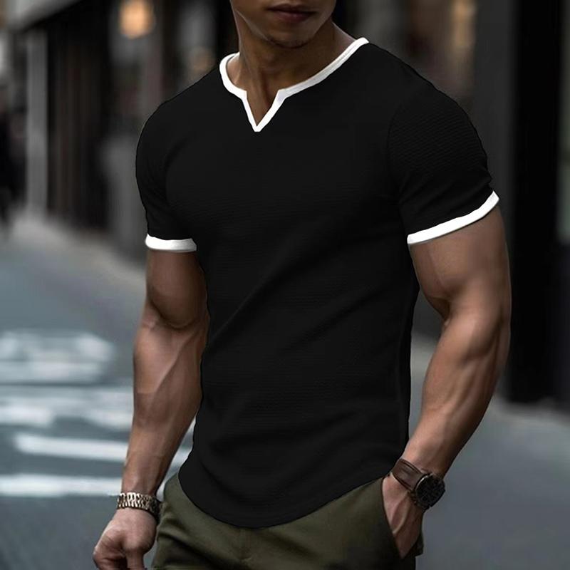 Men's Colorblock V Neck Short Sleeve T-shirt