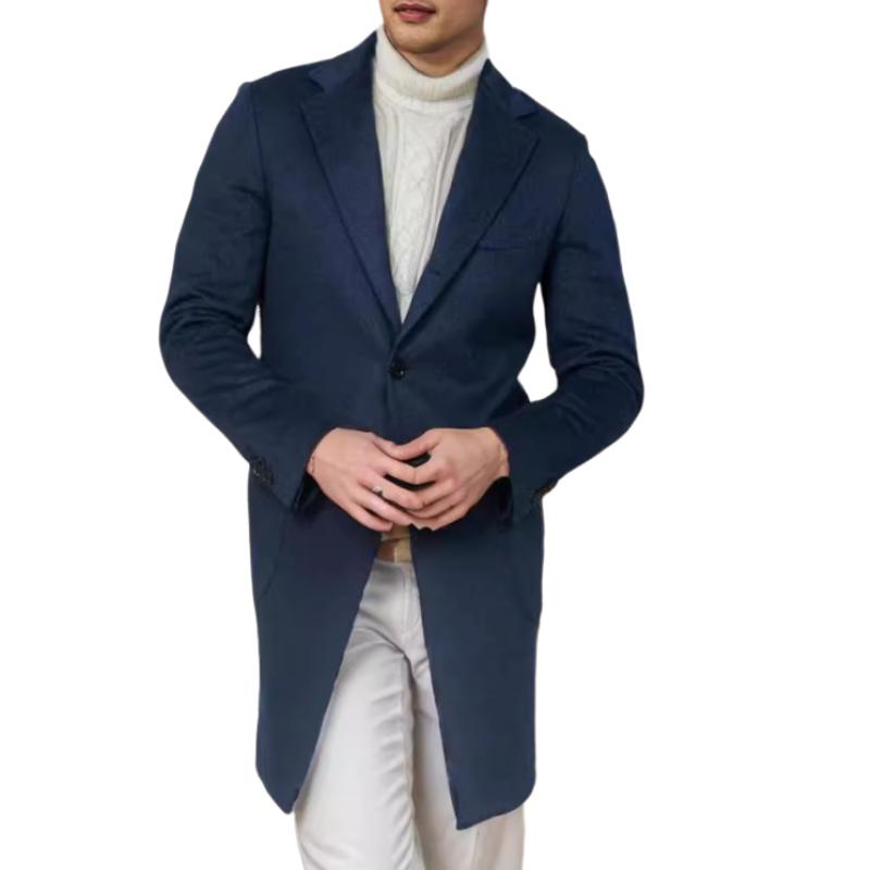 Men's Casual Mid-Length Woolen Single-Breasted Coat