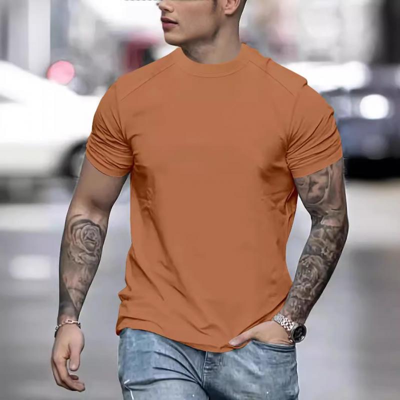 Men's Solid Suede Round Neck Short Sleeve T-shirt