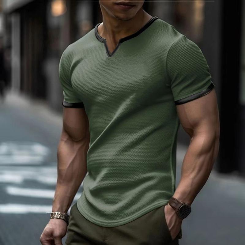 Men's Colorblock V Neck Short Sleeve T-shirt